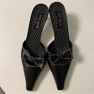 Kate Spade 8.5 Black Leather Kitten Heels EUC